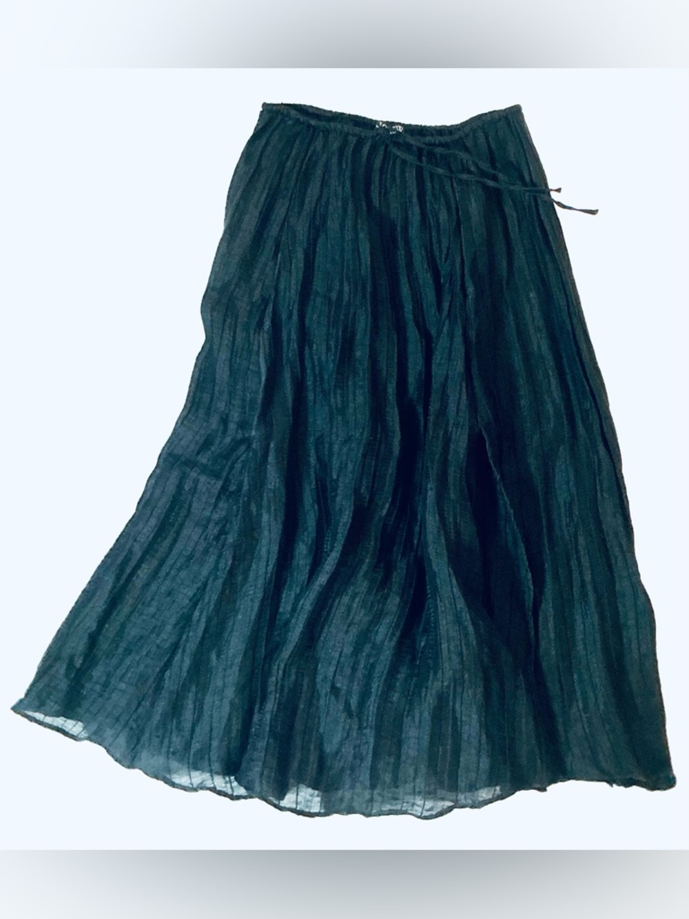 J. CREW, Mid Length Crinkle Side Slit Drawstring  Skirt, Linen Blend, Sz. S, NWT